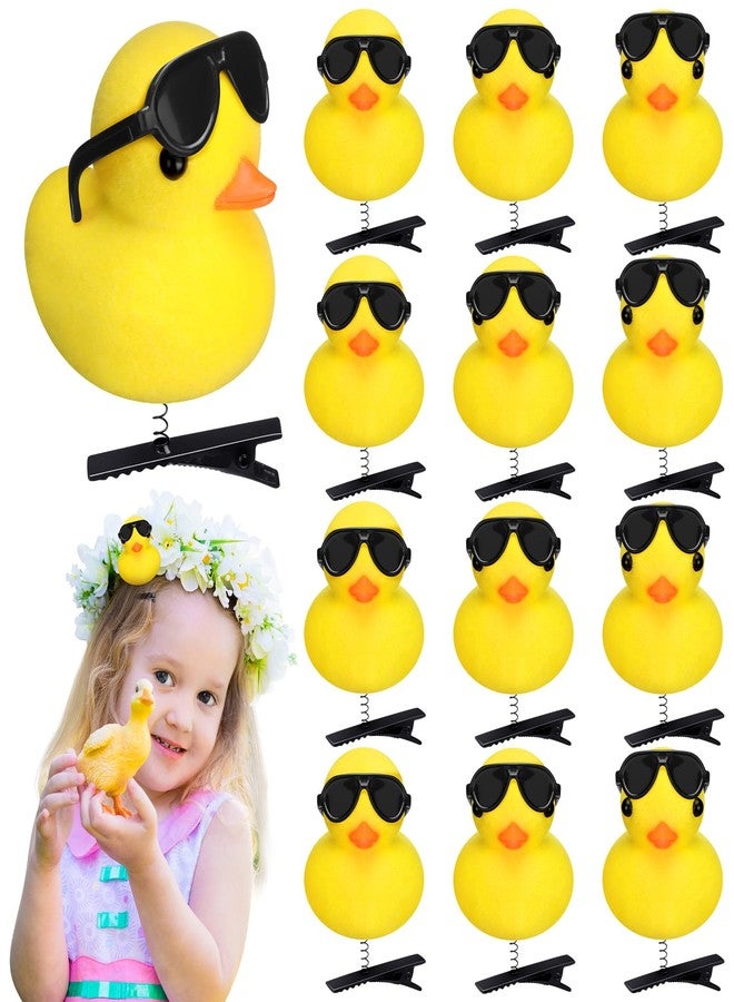 Croknit 12 Pcs Duck Hair Clips Cute Festival Rave Sprouts Yellow Duck Hairpin Kawaii Cartoon Ducky Clips Decorative Hair Accessories for Summer Holiday Party Props(Cool Style) - Image 1